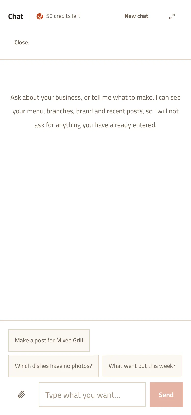 The chat answering a request for a post